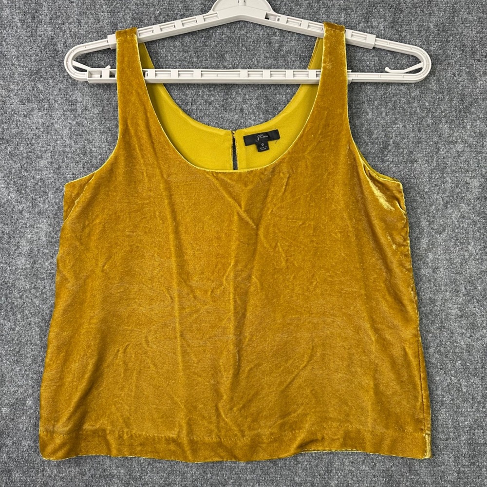J.Crew Tank Top 6 Yellow Gold Velvet Sleeveless Minimalist Luxe Holiday Romantic